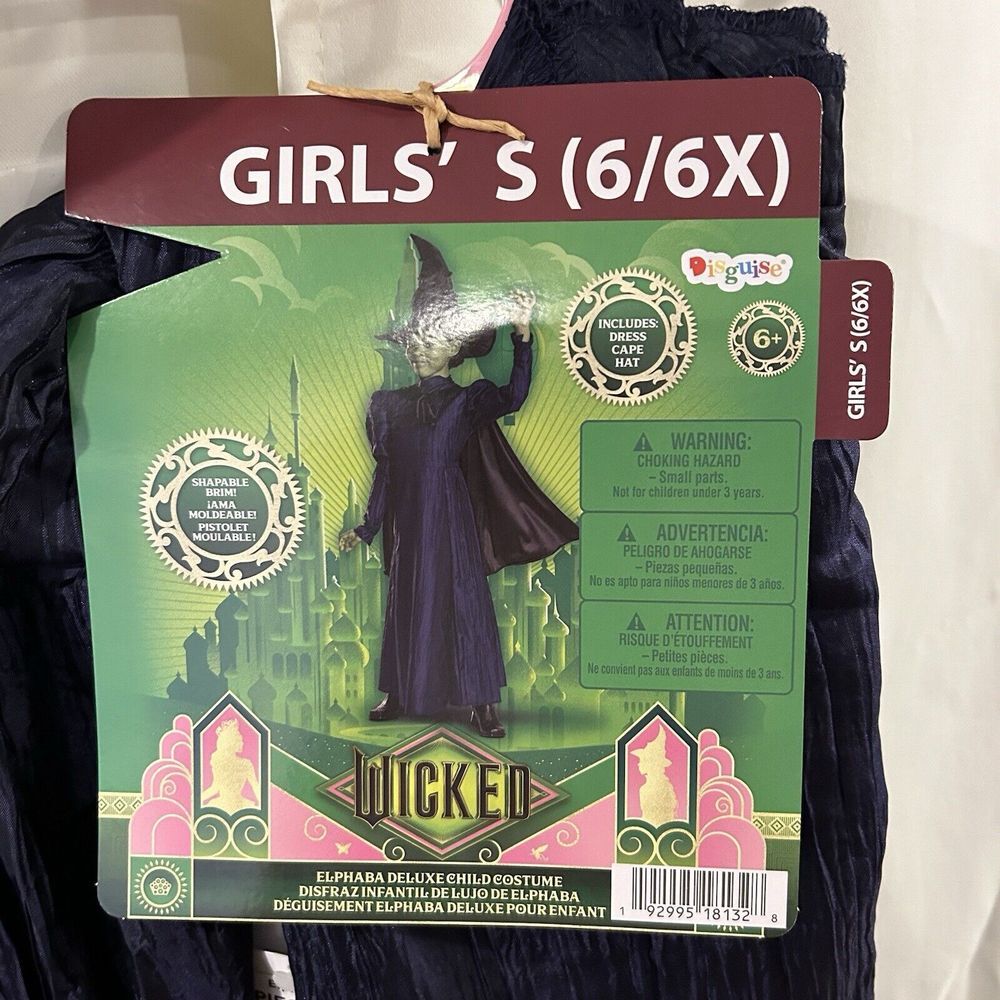Wicked (2024) Musical Movie Kids Size 6X New‎ Deluxe Elphaba Costume